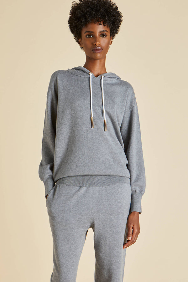 Olivia Von Halle Gia London Gray Tracksuit In Silk-Cashmere Gray
