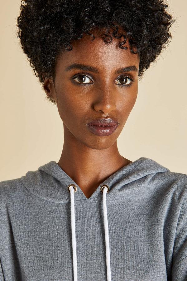Olivia Von Halle Gia London Gray Tracksuit In Silk-Cashmere Gray