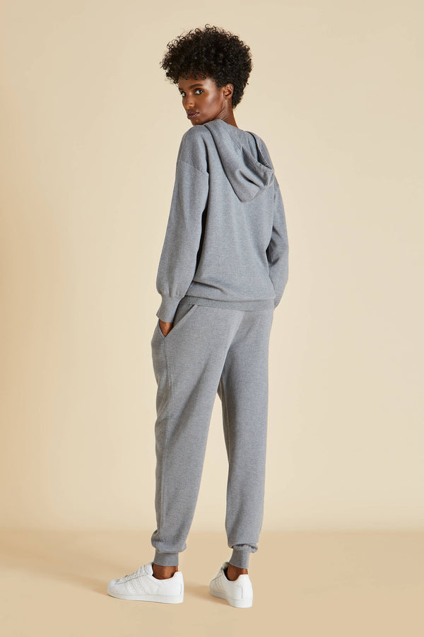 Olivia Von Halle Gia London Gray Tracksuit In Silk-Cashmere Gray