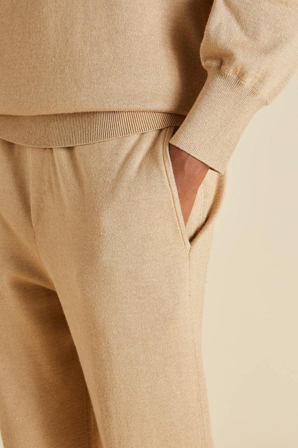 Olivia Von Halle Gia Shanghai Beige Tracksuit In Silk-Cashmere Beige