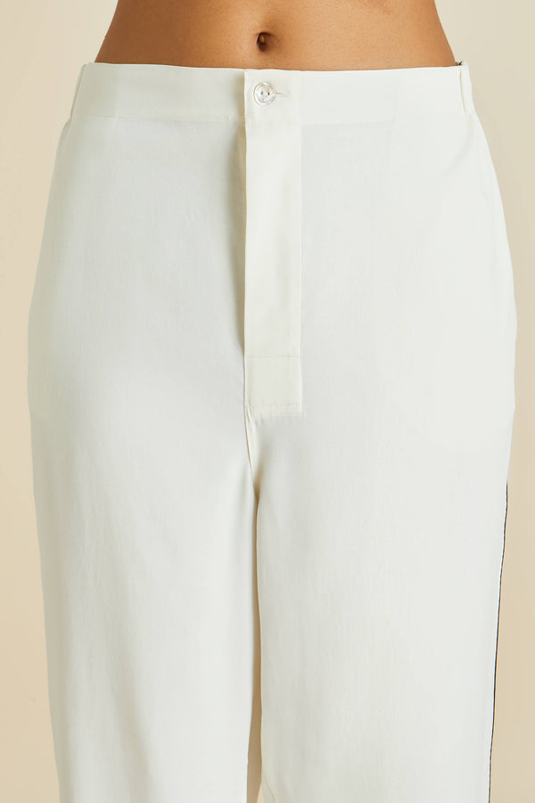 Olivia Von Halle Laurent Ivory Pajamas In Sandwashed Silk Ivory