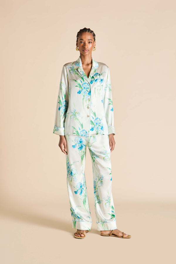 olivia von halle Lila Asterias Ivory Floral Pajamas in Silk Satin Ivory olivia von halle Lila Asterias Ivory Floral Pajamas in Silk Satin Ivory