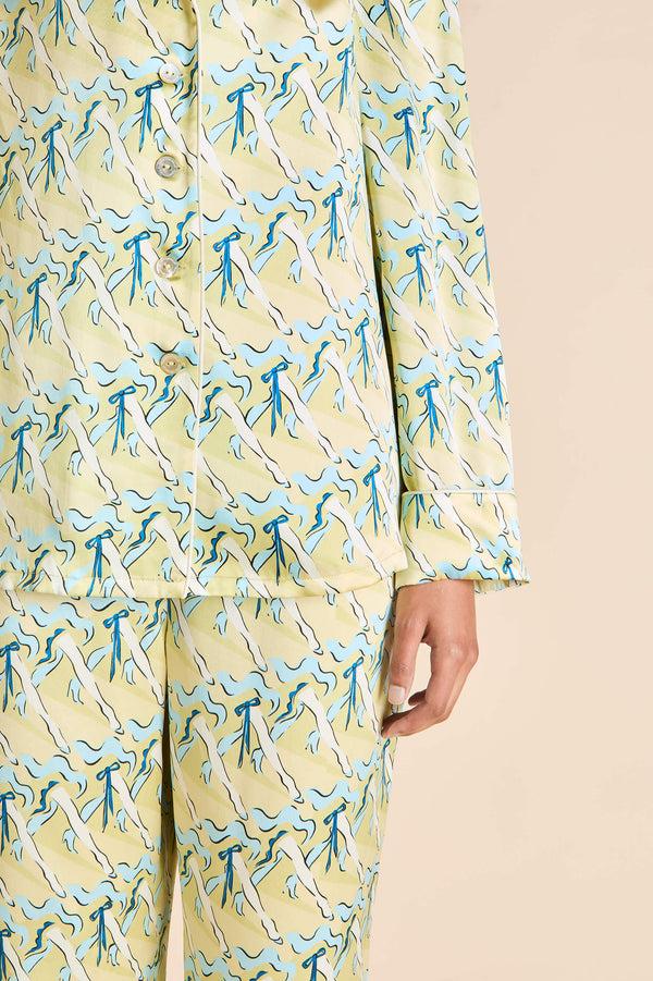 Olivia Von Halle Lila Loulou Yellow Can-can Pajamas In Silk Satin Yellow