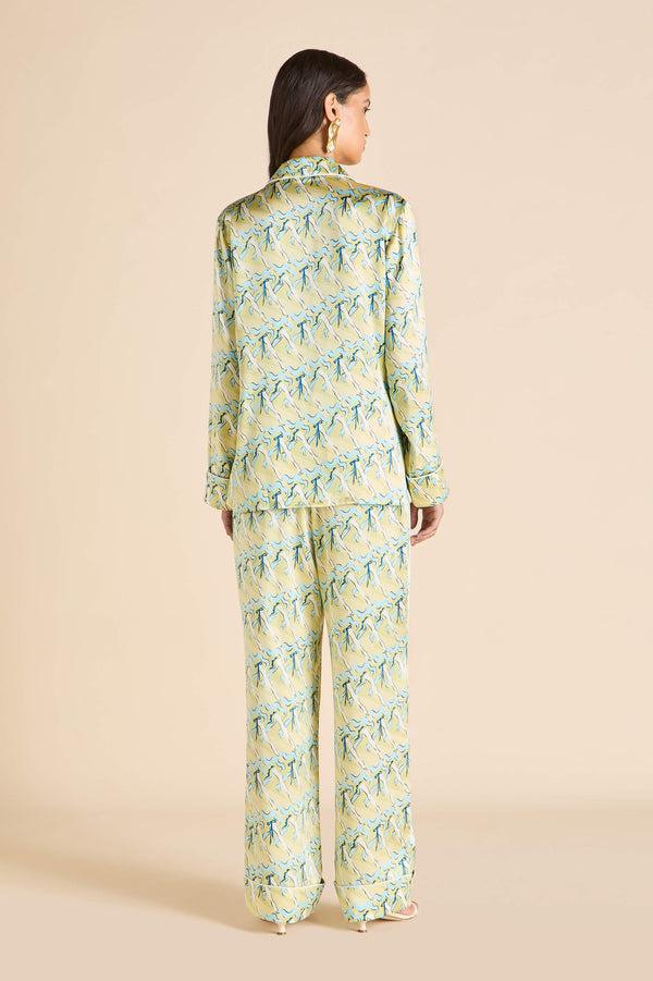 Olivia Von Halle Lila Loulou Yellow Can-can Pajamas In Silk Satin Yellow