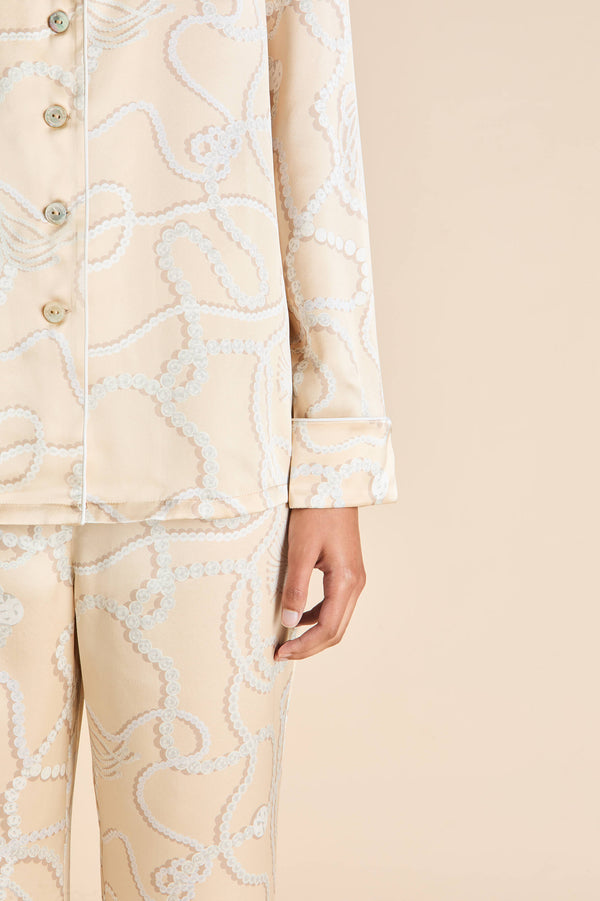 Olivia Von Halle Lila Pearl Pink Jewel Pajamas In Silk Satin Pink