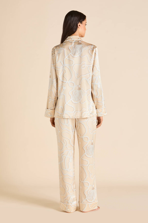 Olivia Von Halle Lila Pearl Pink Jewel Pajamas In Silk Satin Pink