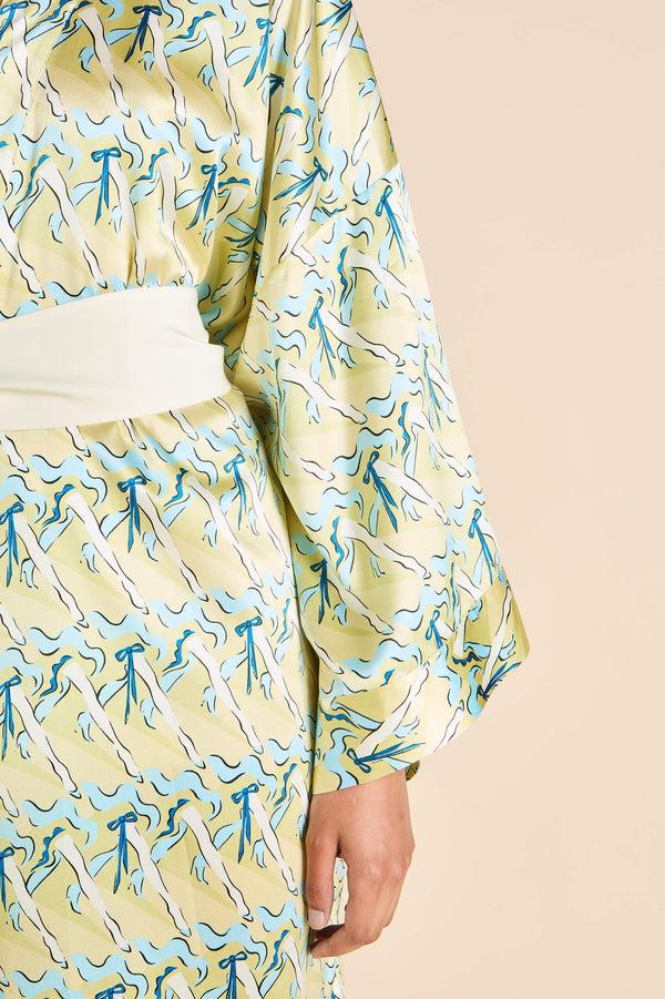 Olivia Von Halle Mimi Loulou Yellow Can-can Robe In Silk Satin Yellow