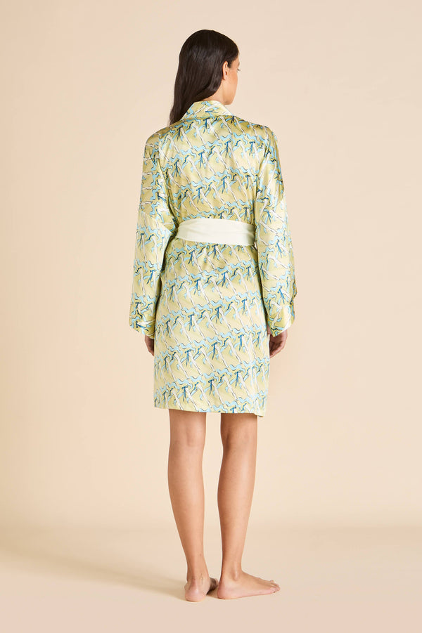 Olivia Von Halle Mimi Loulou Yellow Can-can Robe In Silk Satin Yellow