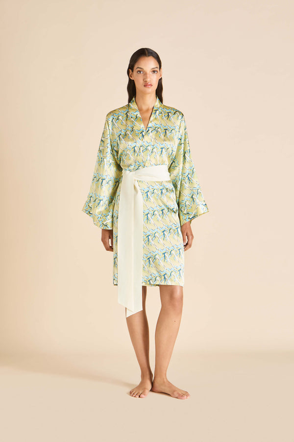 olivia von halle Mimi Loulou Yellow Can-can Robe in Silk Satin Yellow