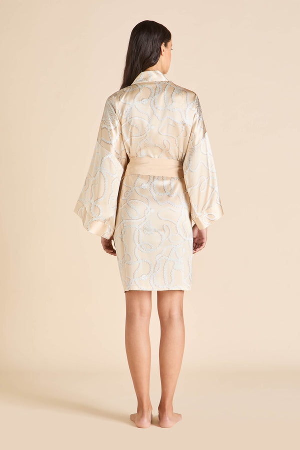 Olivia Von Halle Mimi Pearl Pink Jewel Robe In Silk Satin Pink