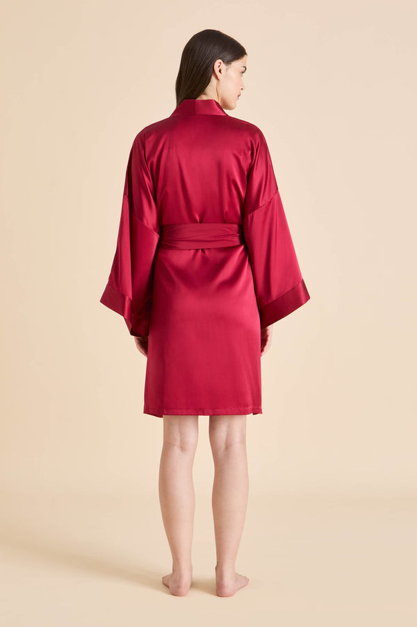 Olivia Von Halle Mimi Russet Red Robe In Silk Satin Red