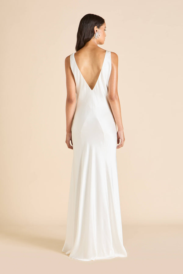 Olivia Von Halle Paloma Ivory Dress In Silk Satin Ivory