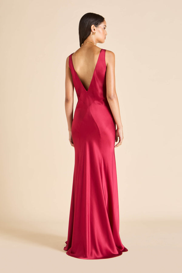 Olivia Von Halle Paloma Russet Red Dress In Silk Satin Red