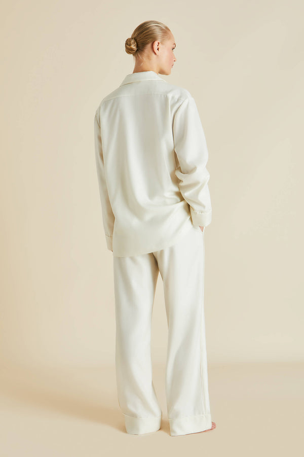 Olivia Von Halle Vanderbilt Aspen Ivory Pajamas In Cashmere Ivory