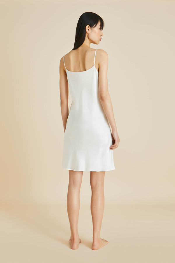 Olivia Von Halle Venus Ivory Slip Dress In Silk Satin Ivory