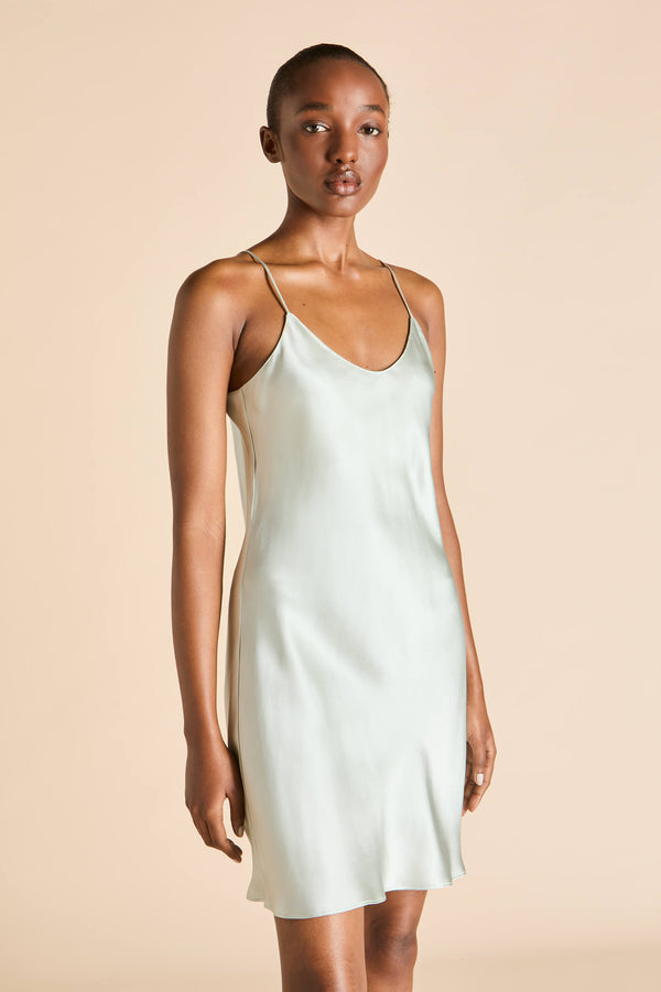 Olivia Von Halle Venus Paper Blue Dress In Silk Satin Blue