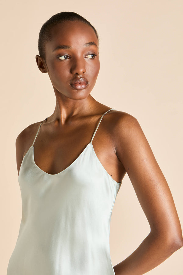 Olivia Von Halle Venus Paper Blue Dress In Silk Satin Blue