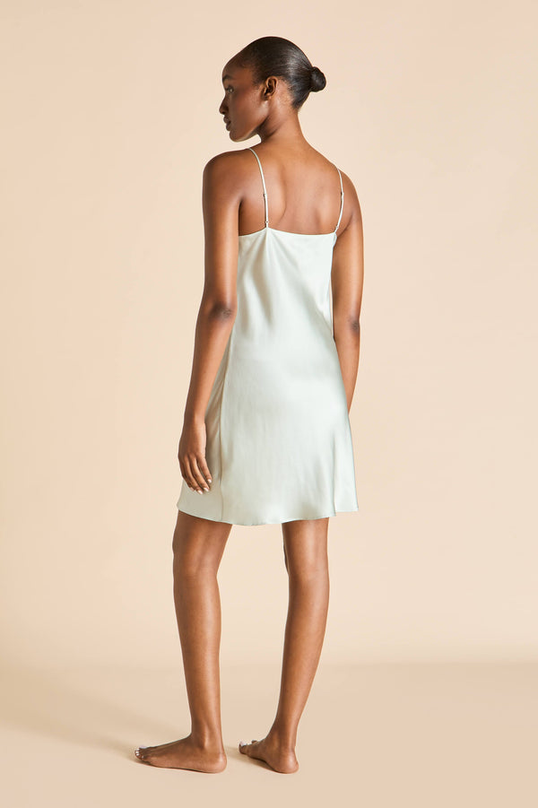 Olivia Von Halle Venus Paper Blue Dress In Silk Satin Blue