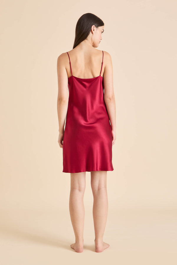 Olivia Von Halle Venus Russet Red Slip Dress In Silk Satin Red