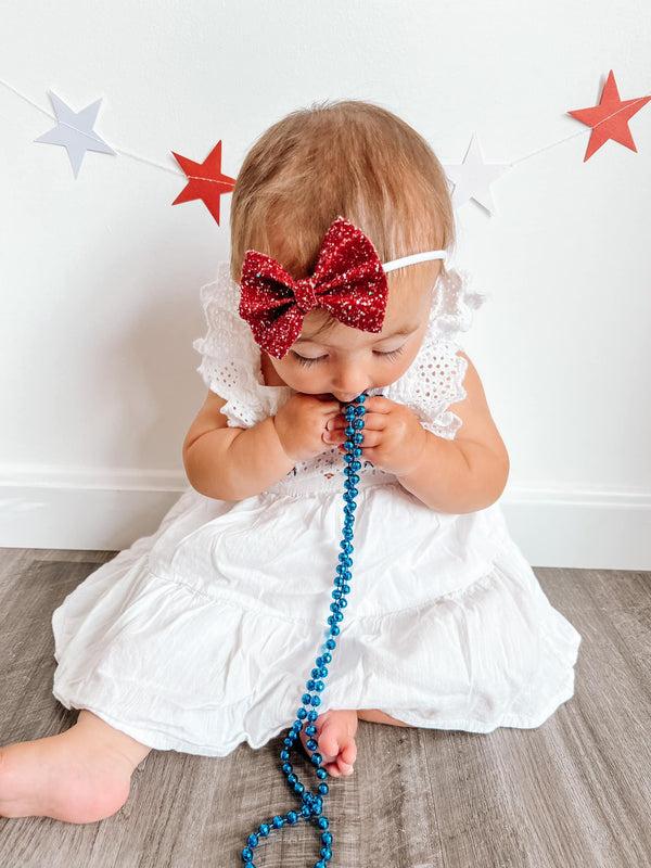 Olivia's Bow Birthstone Bow: July Ruby