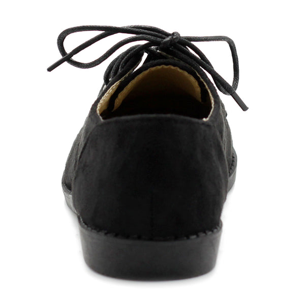 Ollio Ollio Women Classic Flat Shoe Lace Up Faux Suede Oxford