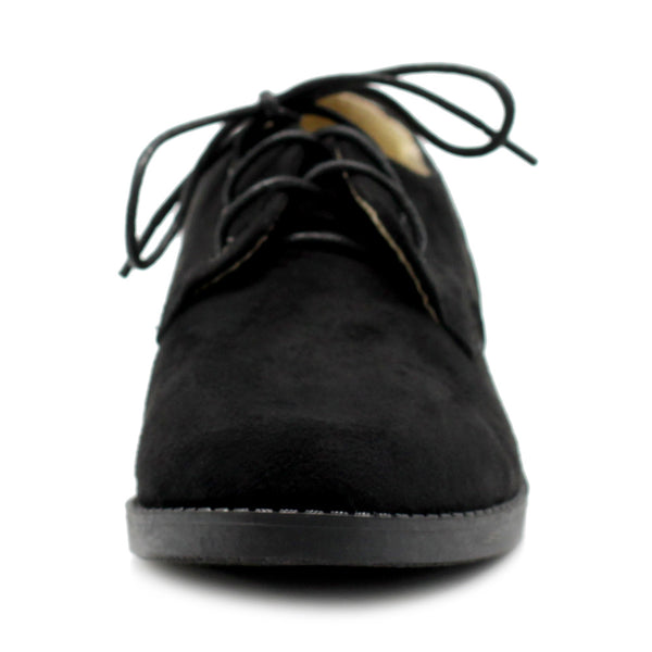 Ollio Ollio Women Classic Flat Shoe Lace Up Faux Suede Oxford