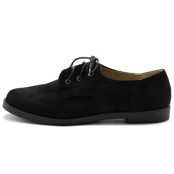 Ollio Ollio Women Classic Flat Shoe Lace Up Faux Suede Oxford