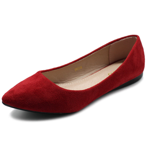 ollio Ollio Women's Ballet Comfort Light Faux Suede Multi Color Shoe Flat (Purple Green Red Beige Blue Mustard)