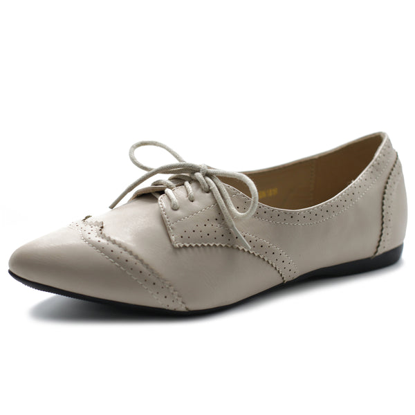 ollio Ollio Women's Ballet Shoe Flat Enamel Pointed Toe Oxford