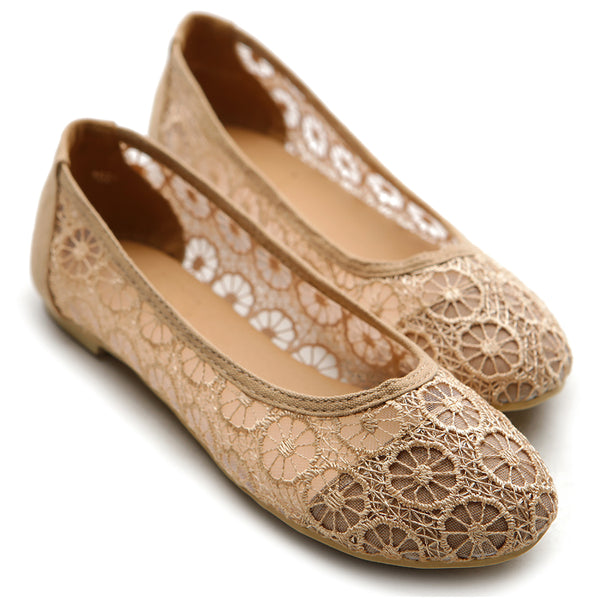 Ollio Ollio Women's Ballet Shoe Floral Lace Breathable Flat