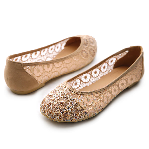 Ollio Ollio Women's Ballet Shoe Floral Lace Breathable Flat