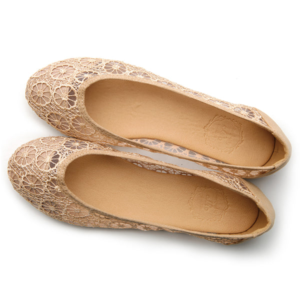 Ollio Ollio Women's Ballet Shoe Floral Lace Breathable Flat