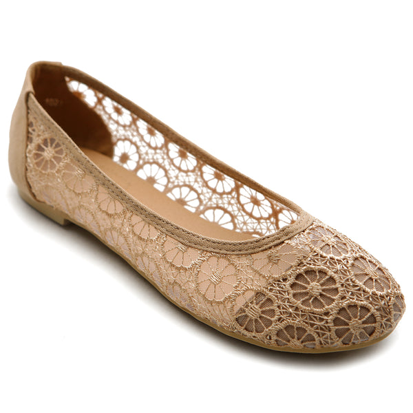ollio Ollio Women's Ballet Shoe Floral Lace Breathable Flat