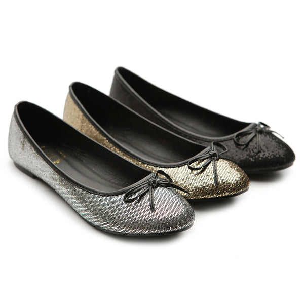 Ollio Ollio Women's Ballet Shoe Round Toe Glitter Comfort Multi Color Flat