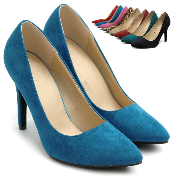 Ollio Ollio Women's Faux Suede Point Toe Shoe High Heel Multi Color Pump