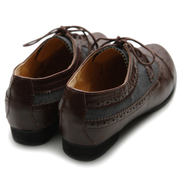 Ollio Ollio Women's Lace Up Shoe Wingtip Dress Low Heel Oxford