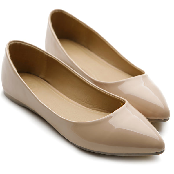 Ollio Ollio Women's Shoe Ballet Basic Pointed Toe Comfort Enamel Flat