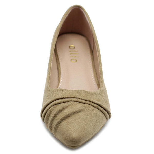 Ollio Ollio Women's Shoe Ballet Dress Faux Suede Pleated Pointed Toe Flat