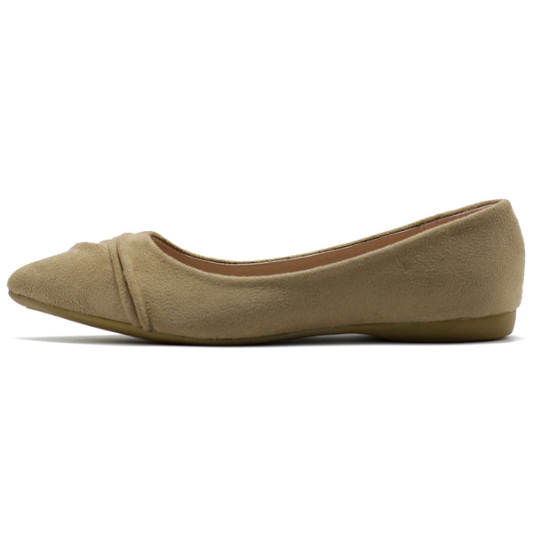 Ollio Ollio Women's Shoe Ballet Dress Faux Suede Pleated Pointed Toe Flat