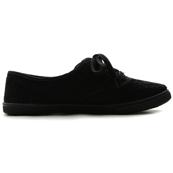 Ollio Ollio Women's Shoe Ballet Shoe Lace Up Sneaker Canvas Flat