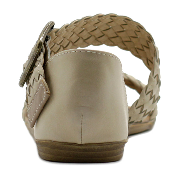 Ollio Ollio Women's Shoe Braided Side Buckle Accent Multi Color Flat Sandal