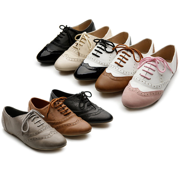 Ollio Ollio Women's Shoe Classic Lace Up Dress Low Flat Heel Oxford