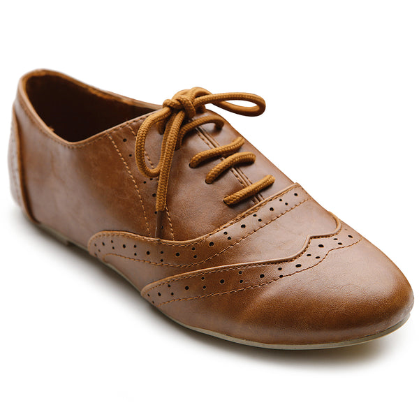 Ollio Ollio Women's Shoe Classic Lace Up Dress Low Flat Heel Oxford