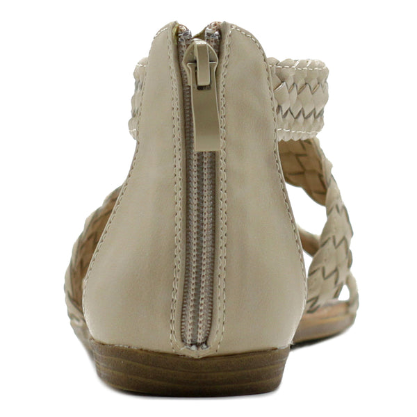 Ollio Ollio Women's Shoe Cross Braided Multi Color Flat Sandal