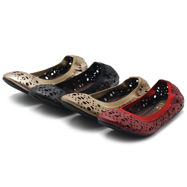 Ollio Ollio Women's Shoe Cut Out Comfort Elasticated Ballet Flats