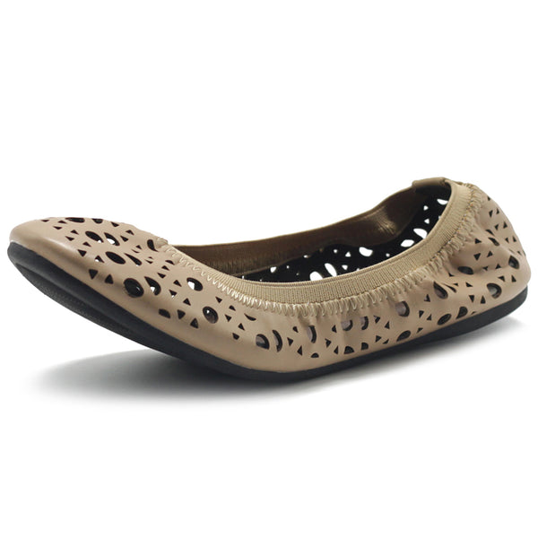 ollio Ollio Women's Shoe Cut Out Comfort Elasticated Ballet Flats ollio Ollio Women's Shoe Cut Out Comfort Elasticated Ballet Flats