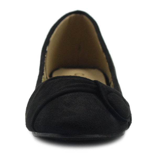 Ollio Ollio Women's Shoe Faux Suede Decorative Button Ballet Flat