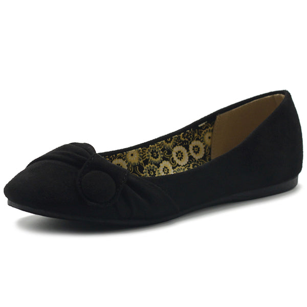 ollio Ollio Women's Shoe Faux Suede Decorative Button Ballet Flat ollio Ollio Women's Shoe Faux Suede Decorative Button Ballet Flat