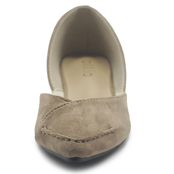 Ollio Ollio Women's Shoe Faux Suede Light Comfort Stitching D'Orsay Pointed Toe Ballet Flats F78