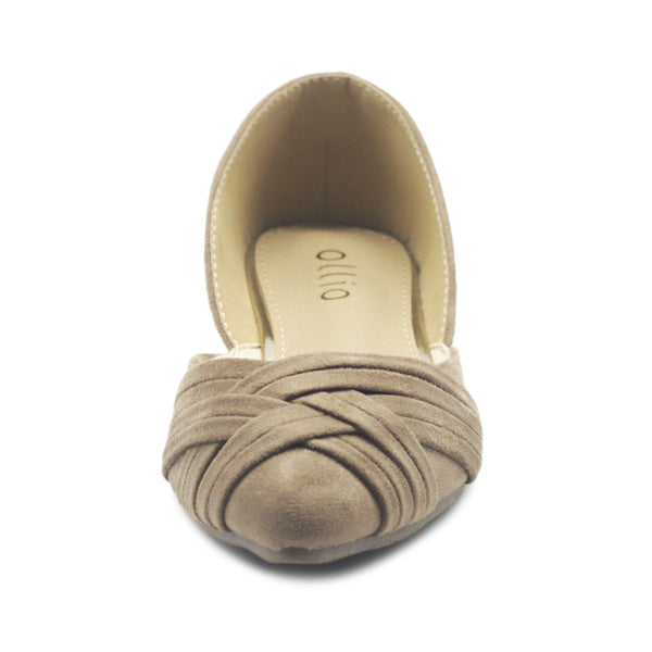 Ollio Ollio Women's Shoe Faux Suede Light Comforts D'Orsay Pointed Toe Braided Ballet Flat F85